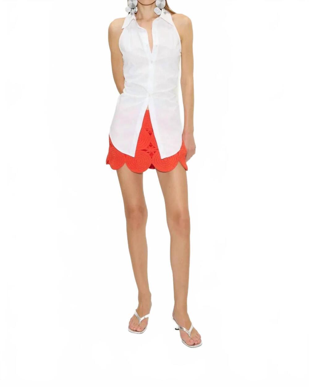 NEW SIMON MILLER loch sleeveless poplin top in macadamia